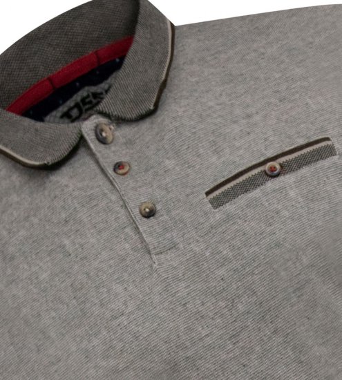 D555 Holyhead Polo Texturé Avec Poche Poitrine Gris - Polos - Polos homme grande taille