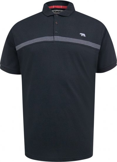 D555 Stafford Cut And Sew Embroidery Stripe Short Sleeve Polo Black - Polos - Polos homme grande taille