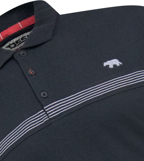 D555 Stafford Cut And Sew Embroidery Stripe Short Sleeve Polo Black - Polos - Polos homme grande taille