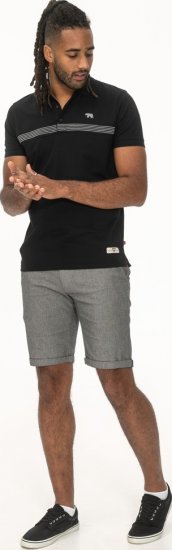 D555 Stafford Cut And Sew Embroidery Stripe Short Sleeve Polo Black - Polos - Polos homme grande taille