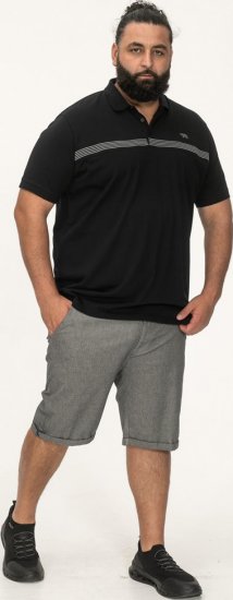 D555 Stafford Cut And Sew Embroidery Stripe Short Sleeve Polo Black - Polos - Polos homme grande taille