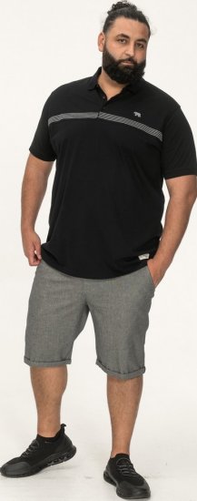 D555 Stafford Cut And Sew Embroidery Stripe Short Sleeve Polo Black - Polos - Polos homme grande taille