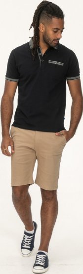 D555 Ilkeston Jacquard Collar & Cuff Short Sleeve Pique Polo Navy - Polos - Polos homme grande taille