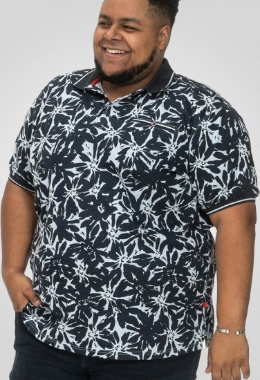 D555 Halifax AOP Hawaiian Print Short Sleeve Polo Blue - T-shirts - T-shirts Homme Grande Taille