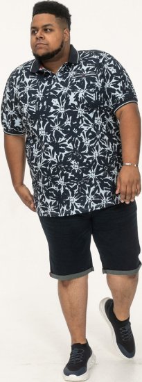 D555 Halifax AOP Hawaiian Print Short Sleeve Polo Blue - T-shirts - T-shirts Homme Grande Taille
