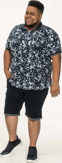 D555 Halifax AOP Hawaiian Print Short Sleeve Polo Blue - T-shirts - T-shirts Homme Grande Taille
