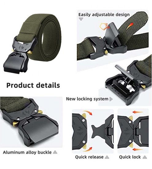 D555 Dale Tactical Stretch Webbing Belt with Heavy Duty Quick Release Buckle Khaki - Ceintures - Ceintures grandes tailles pour hommes