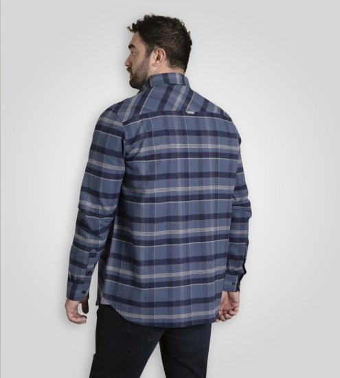 D555 Shrewsbury Long Sleeve with Chest Pocket Blue/Navy Check - Chemises - Chemises Grandes Tailles Hommes