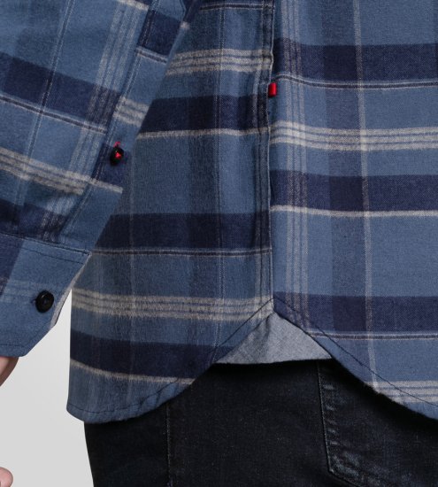 D555 Shrewsbury Long Sleeve with Chest Pocket Blue/Navy Check - Chemises - Chemises Grandes Tailles Hommes