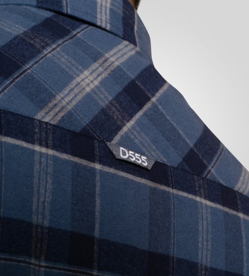 D555 Shrewsbury Long Sleeve with Chest Pocket Blue/Navy Check - Chemises - Chemises Grandes Tailles Hommes