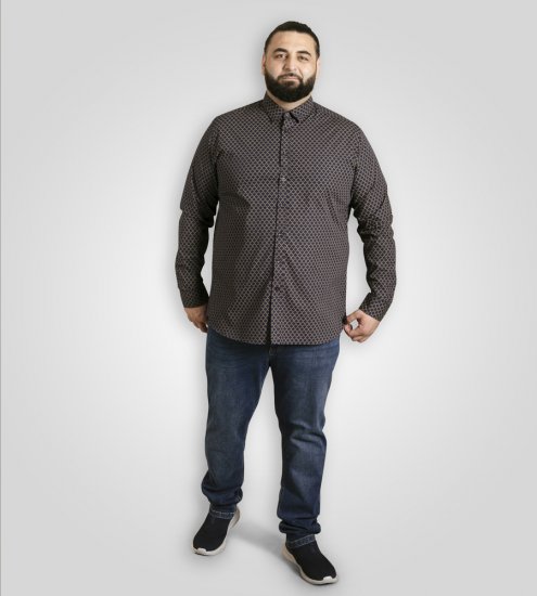 D555 Sheffield Long Sleeve AOP Micro Gold Shirt Navy - Chemises - Chemises Grandes Tailles Hommes
