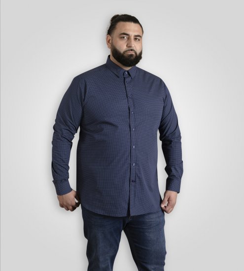 D555 Middlesbrough Long Sleeve AOP Micro Blue Shirt Navy TALL SIZE - Chemises - Chemises Grandes Tailles Hommes