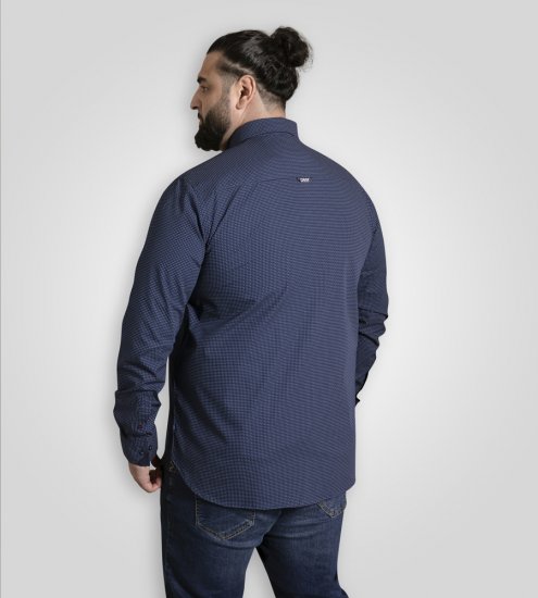 D555 Middlesbrough Long Sleeve AOP Micro Blue Shirt Navy TALL SIZE - Chemises - Chemises Grandes Tailles Hommes