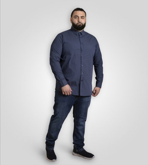 D555 Middlesbrough Long Sleeve AOP Micro Blue Shirt Navy TALL SIZE - Chemises - Chemises Grandes Tailles Hommes