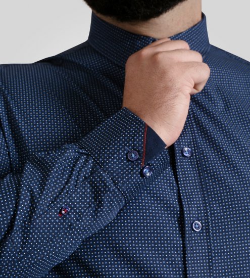 D555 Middlesbrough Long Sleeve AOP Micro Blue Shirt Navy TALL SIZE - Chemises - Chemises Grandes Tailles Hommes