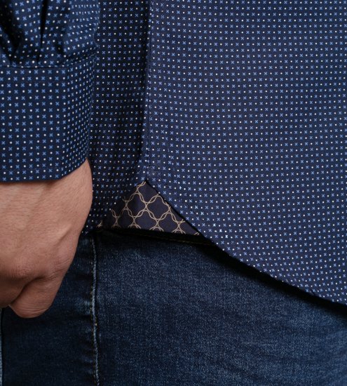 D555 Middlesbrough Long Sleeve AOP Micro Blue Shirt Navy TALL SIZE - Chemises - Chemises Grandes Tailles Hommes