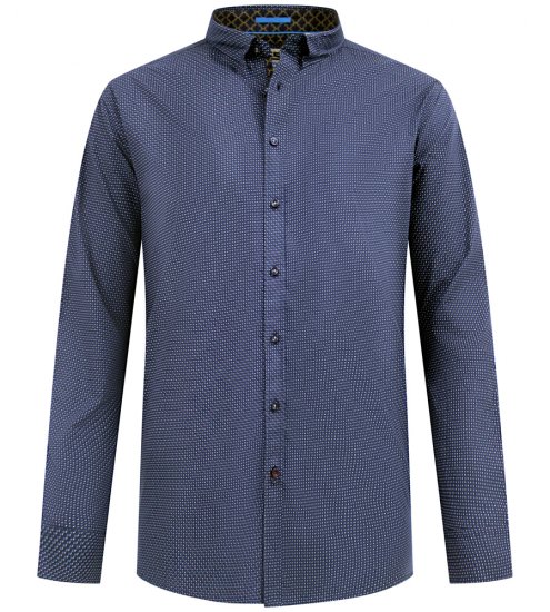 D555 Middlesbrough Long Sleeve AOP Micro Blue Shirt Navy TALL SIZE - Chemises - Chemises Grandes Tailles Hommes