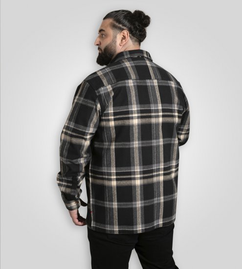 D555 Falkirk Long Sleeve Heavy Shacket Overshirt Black/Grey TALL SIZES - Chemises - Chemises Grandes Tailles Hommes