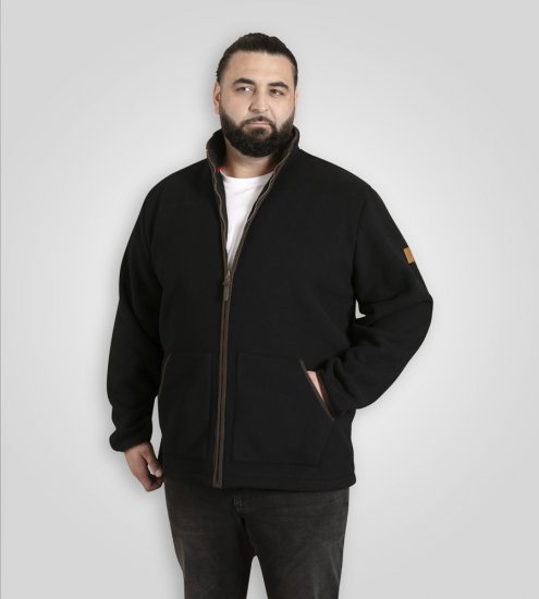 D555 Louth Micro Fleece Jacket with Sherpa Lining Black - Vestes - Vestes homme grandes tailles