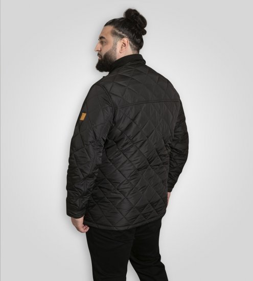 D555 Harborough Quilted Jacket with Corduroy Collar Black - Vestes - Vestes homme grandes tailles