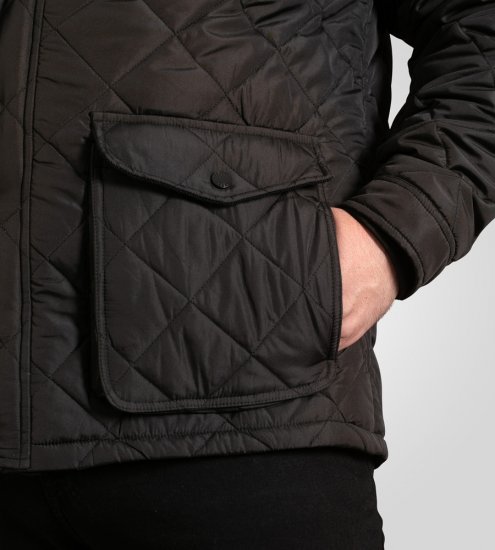D555 Harborough Quilted Jacket with Corduroy Collar Black - Vestes - Vestes homme grandes tailles