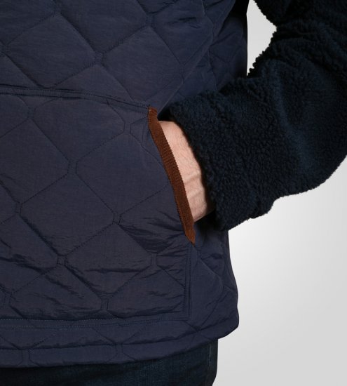 D555 Northampton Hybrid Sherpa Quilted Micro Fleece Jacket Navy - Vestes - Vestes homme grandes tailles