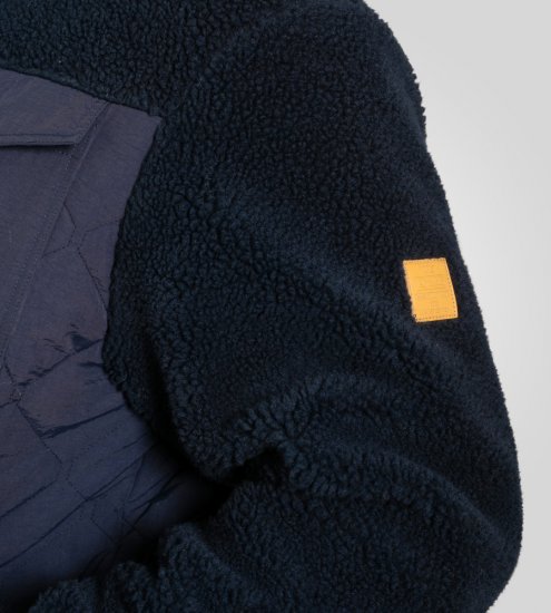 D555 Northampton Hybrid Sherpa Quilted Micro Fleece Jacket Navy - Vestes - Vestes homme grandes tailles