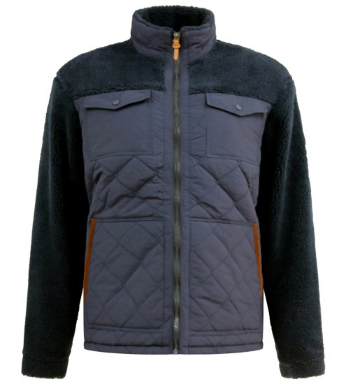 D555 Northampton Hybrid Sherpa Quilted Micro Fleece Jacket Navy - Vestes - Vestes homme grandes tailles