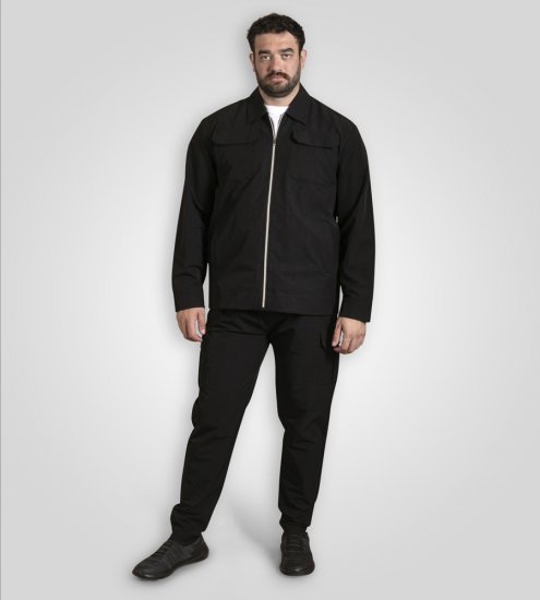 D555 Wimbledon Couture Stretch Jacket with Zipper Black TALL SIZE - Vestes - Vestes homme grandes tailles