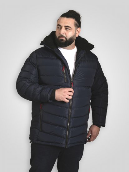 D555 Workington Veste Matelassée À Capuche Avec Doublure Sherpa Bleu Marine - Vestes - Vestes homme grandes tailles