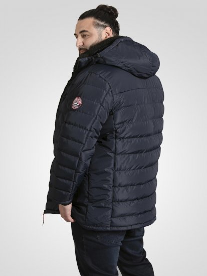 D555 Workington Veste Matelassée À Capuche Avec Doublure Sherpa Bleu Marine - Vestes - Vestes homme grandes tailles