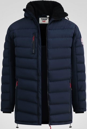 D555 Workington Veste Matelassée À Capuche Avec Doublure Sherpa Bleu Marine - Vestes - Vestes homme grandes tailles