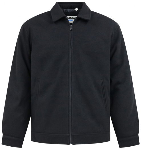 D555 Epsom Harrington Jacket with Zip Through Collared Melton Black - Vestes - Vestes homme grandes tailles