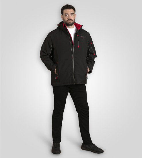 D555 Fretwell Padded Softshell Jacket with Detachable Hood Black - Vestes - Vestes homme grandes tailles