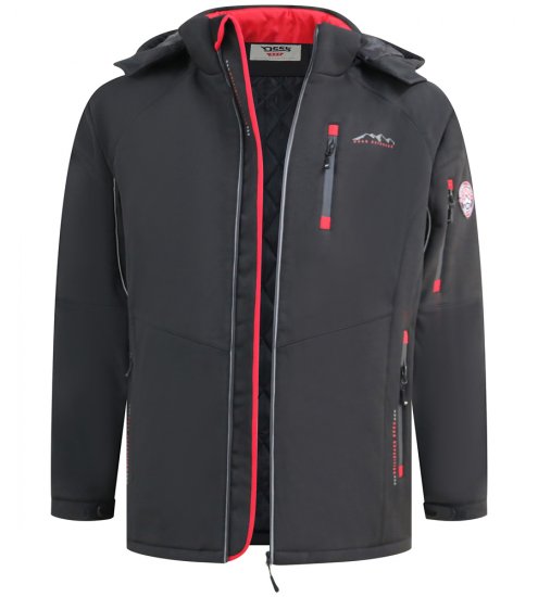 D555 Fretwell Padded Softshell Jacket with Detachable Hood Black - Vestes - Vestes homme grandes tailles