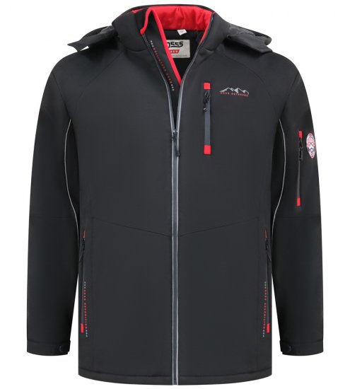 D555 Fretwell Padded Softshell Jacket with Detachable Hood Black - Vestes - Vestes homme grandes tailles