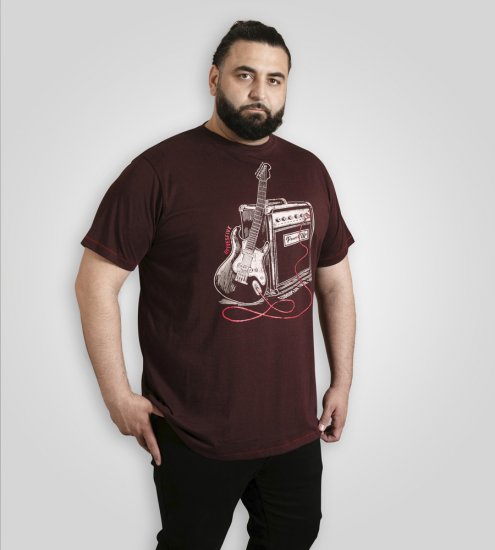 D555 Barnsley Guitar and Amp Crew Neck T-Shirt Burgundy - T-shirts - T-shirts Homme Grande Taille