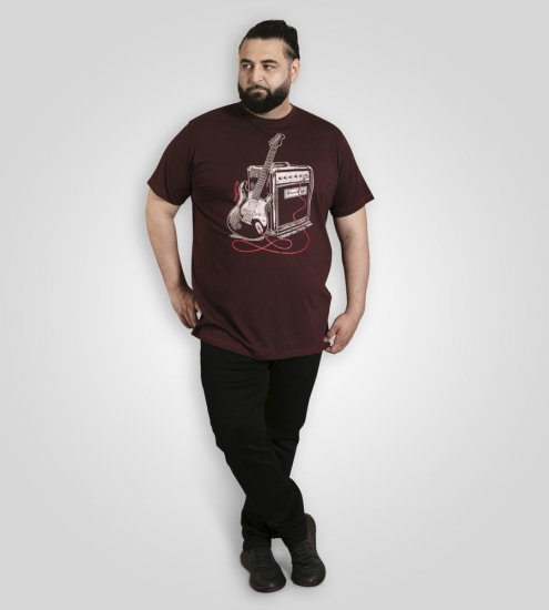 D555 Barnsley Guitar and Amp Crew Neck T-Shirt Burgundy - T-shirts - T-shirts Homme Grande Taille