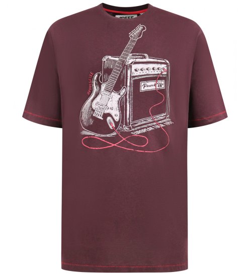 D555 Barnsley Guitar and Amp Crew Neck T-Shirt Burgundy - T-shirts - T-shirts Homme Grande Taille