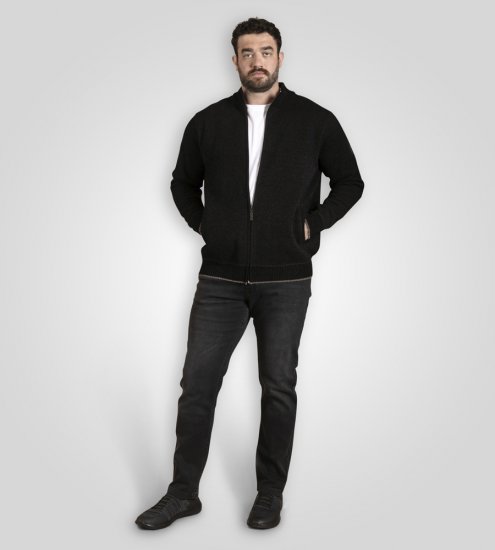 D555 Enrique Gilet En Chenille Tricotée Avec Zip Noir - Sweatshirts & hoodies - Sweatshirts/Hoodies grande taille homme