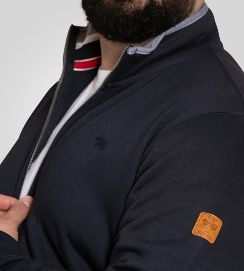 D555 Johnson Zip Through Fleece Sweatshirt with Chest Embroidery Navy - Sweatshirts & hoodies - Sweatshirts/Hoodies grande taille homme