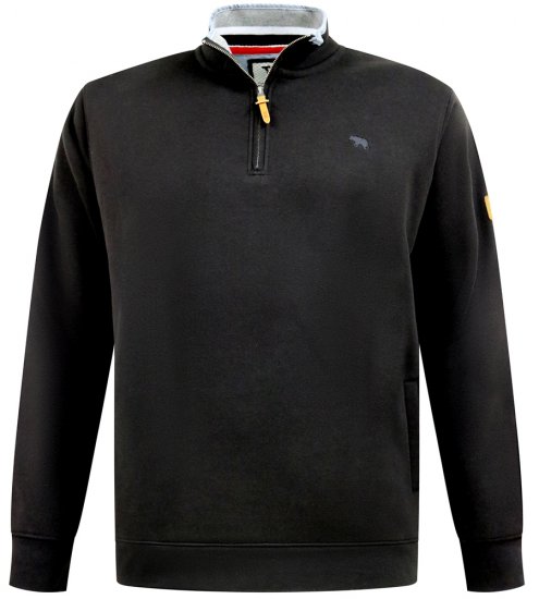 D555 Russel Fleece Sweatshirt with Chest Embroidery Black - Sweatshirts & Hoodies - Sweatshirts/Hoodies grande taille homme
