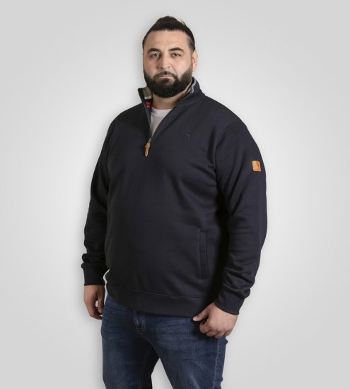 D555 Russel Zip Through Fleece Sweatshirt with Chest Embroidery Navy - Sweatshirts & hoodies - Sweatshirts/Hoodies grande taille homme