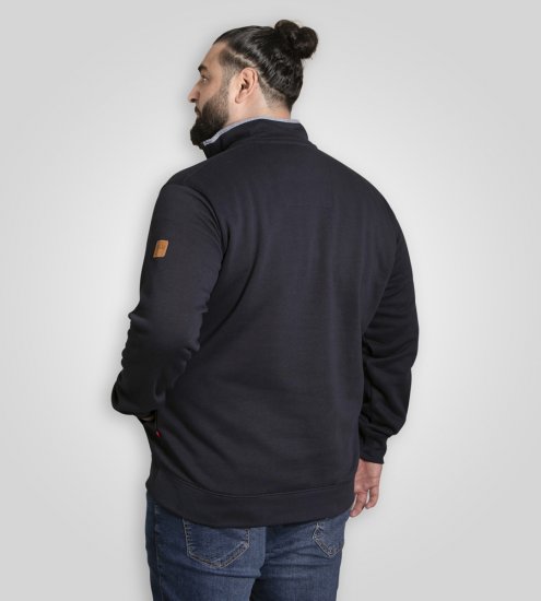 D555 Russel Zip Through Fleece Sweatshirt with Chest Embroidery Navy - Sweatshirts & hoodies - Sweatshirts/Hoodies grande taille homme