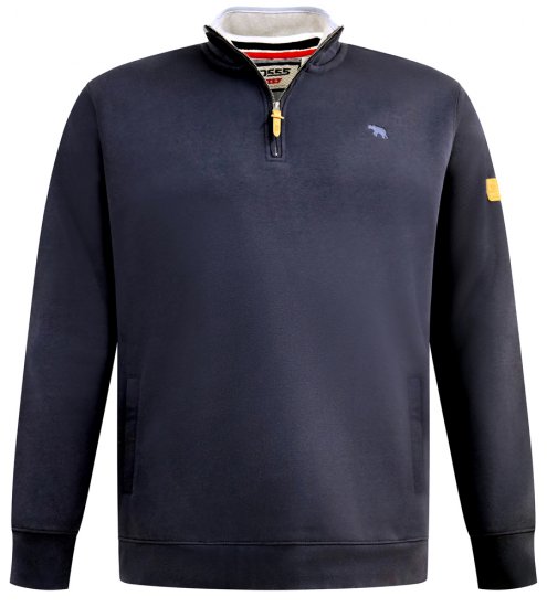 D555 Russel Zip Through Fleece Sweatshirt with Chest Embroidery Navy - Sweatshirts & Hoodies - Sweatshirts/Hoodies grande taille homme