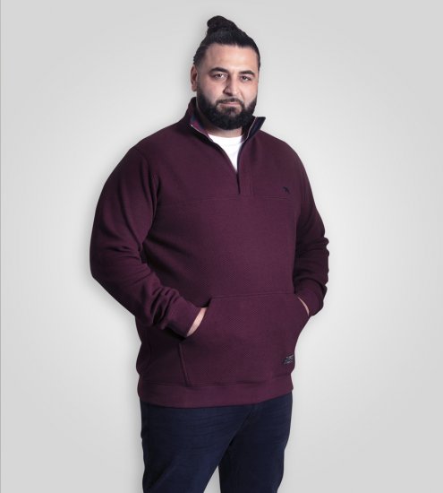 D555 Lancaster Sweat Matelassé Bordeaux - Sweatshirts & hoodies - Sweatshirts/Hoodies grande taille homme