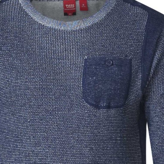 D555 Bryson Crewneck Sweater with Pocket Navy - Sweatshirts & hoodies - Sweatshirts/Hoodies grande taille homme