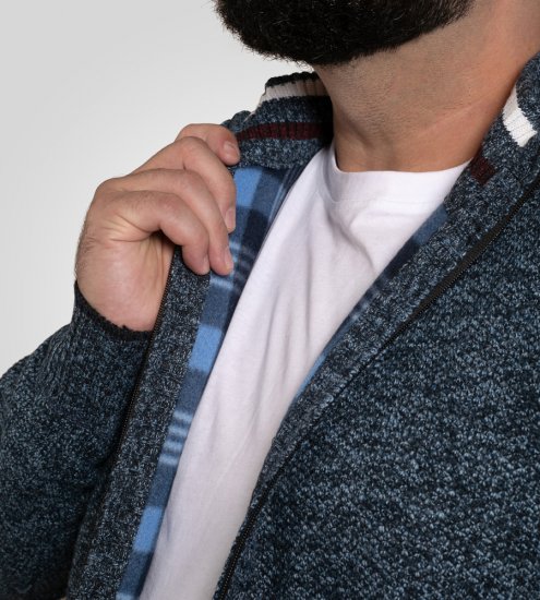 D555 Dereham 1 Gilet Tricoté Zippé Avec Doublure Bleu Marine - Sweatshirts & hoodies - Sweatshirts/Hoodies grande taille homme