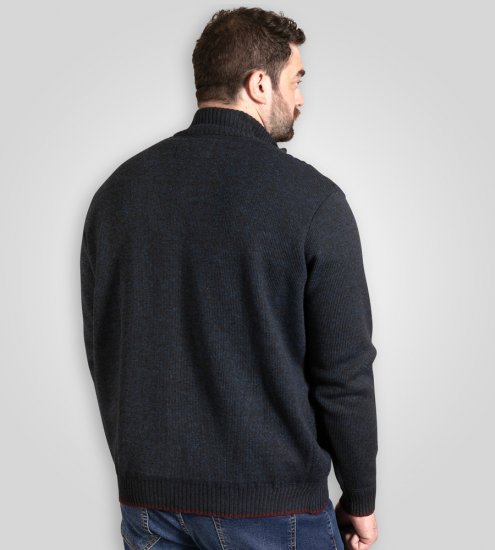 D555 Gillingham Gilet Tricoté Zippé Avec Doublure Bleu Marine - Sweatshirts & hoodies - Sweatshirts/Hoodies grande taille homme
