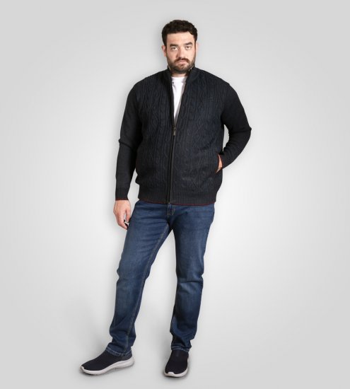 D555 Gillingham Gilet Tricoté Zippé Avec Doublure Bleu Marine - Sweatshirts & hoodies - Sweatshirts/Hoodies grande taille homme